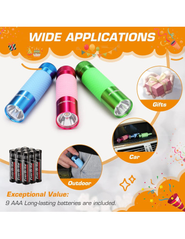 Linternas LED Mini EverBrite - Paquete de 3, Aluminio, 50 Lúmenes