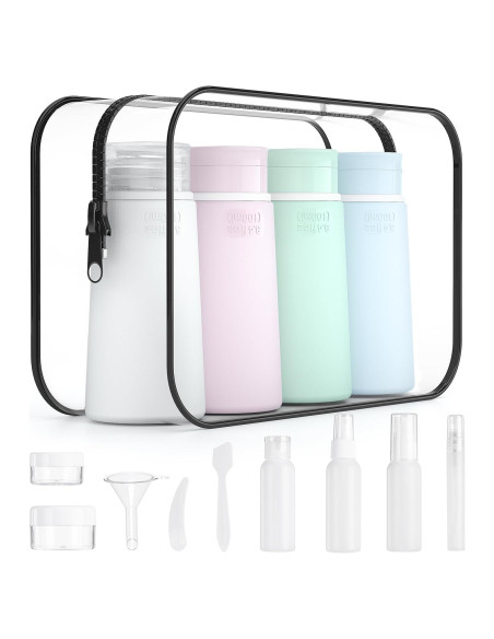 Conjunto de Botellas de Viaje Valourgo 15PCS Silicona Aprobadas TSA