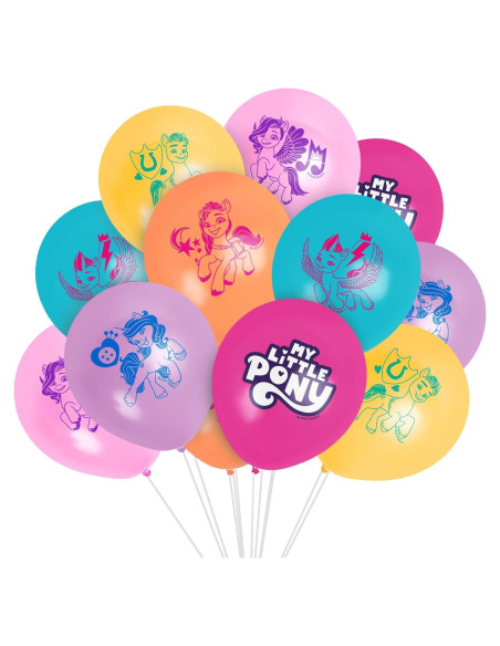 Suministros de Fiesta My Little Pony - Paquete de 12 Globos y Decoraciones
