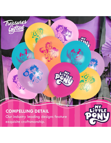 Suministros de Fiesta My Little Pony - Paquete de 12 Globos y Decoraciones