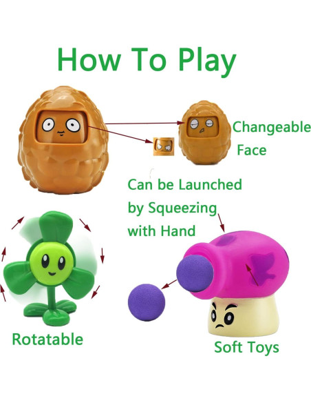 Juguetes de Plantas y Zombies JHESAO 7 PCS Figuras de Acción