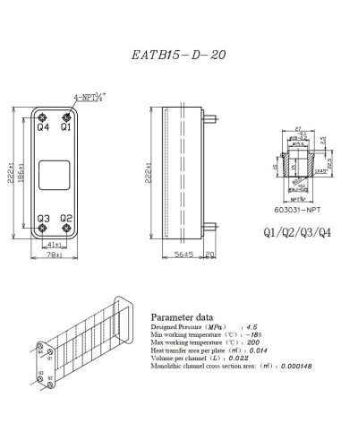 Intercambiador de Calor de Placas Soldadas Rebrisbol 20 Placas 3"x8"