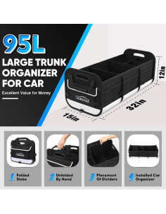 Organizador de Maletero Grande Simniam 95L Plegable Negro 2