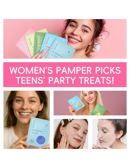 Set de Mascarillas Faciales de Frutas QUIYUM - 25 Piezas Hidratantes