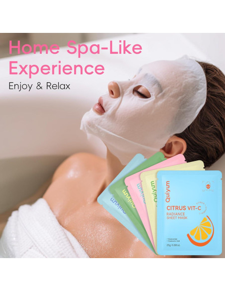 Set de Mascarillas Faciales de Frutas QUIYUM - 25 Piezas Hidratantes