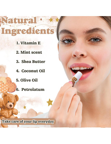 50 Sets Loción de Manos y Bálsamo Labial Dimsile Oso