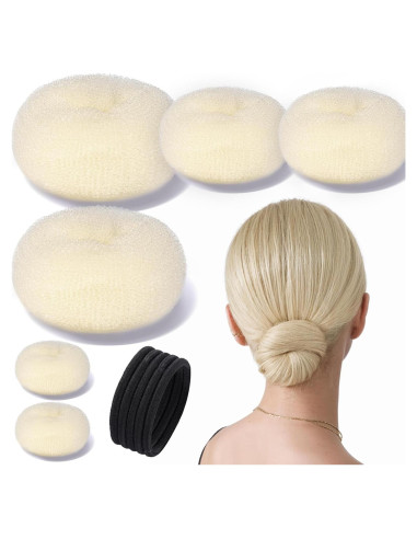 Juego de Formadores de Moños Teenitor - 6 Donuts Beige