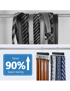 Perchero de Corbatas y Cinturones Resovo 2 en 1 Plegable 2