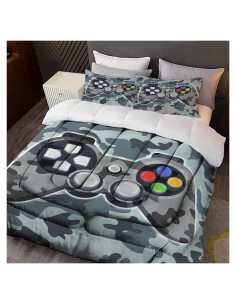 Juego de Ropa de Cama Gamer Twin Sunnycitron Camo Gris 3 Piezas