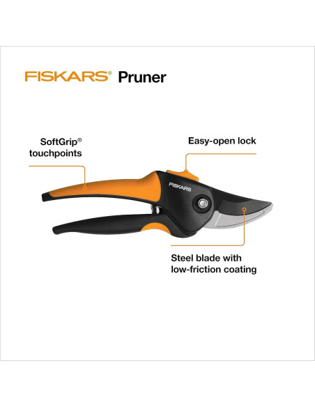 Tijeras de podar Fiskars SoftGrip, acero, 1.6 cm, ergonómicas