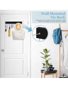 Perchero de Corbatas Montado en Pared Lomrsiul Negro 18 Ganchos 2