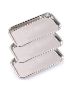 Paquete de 3 Bandejas Quirúrgicas Acero Inoxidable LabAider 22.5x11.5x2 cm