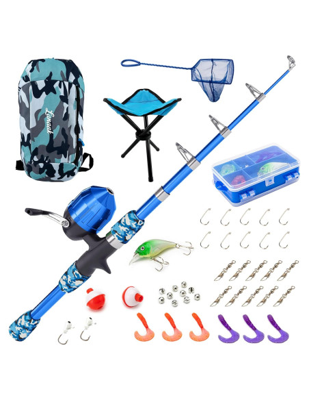 Caña de Pesca Telescópica Lanaak 165 cm para Niños