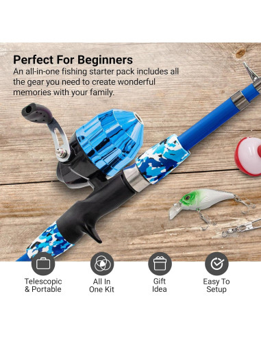 Caña de Pesca Telescópica Lanaak 165 cm para Niños