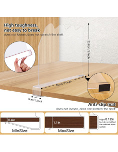 Divisores de Estante Acrílicos Fineonly 4PCS Antideslizantes 2