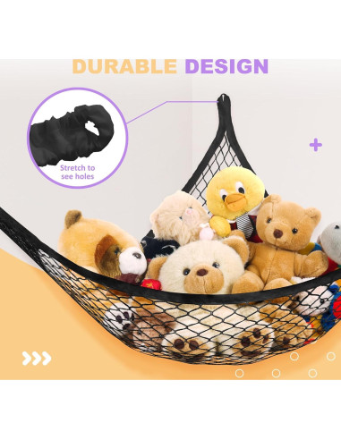 Hamaca de Red para Peluches Lazebox 182.88x127cm Negra