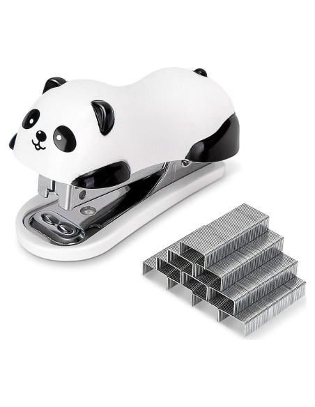 Grapadora Mini Deli Panda con 1000 Grapas y Removedor