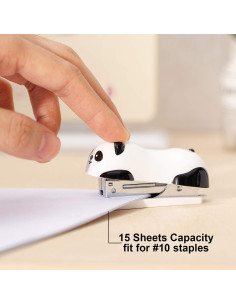 Grapadora Mini Deli Panda con 1000 Grapas y Removedor 2