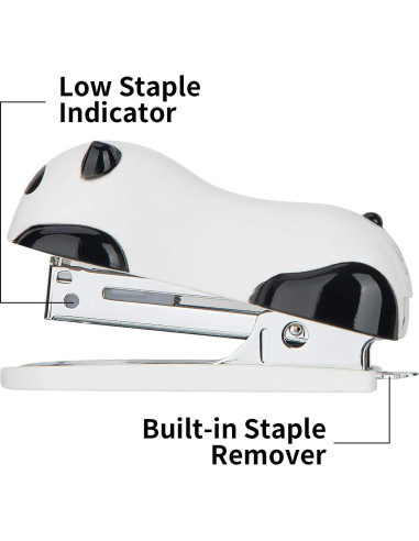 Grapadora Mini Deli Panda con 1000 Grapas y Removedor