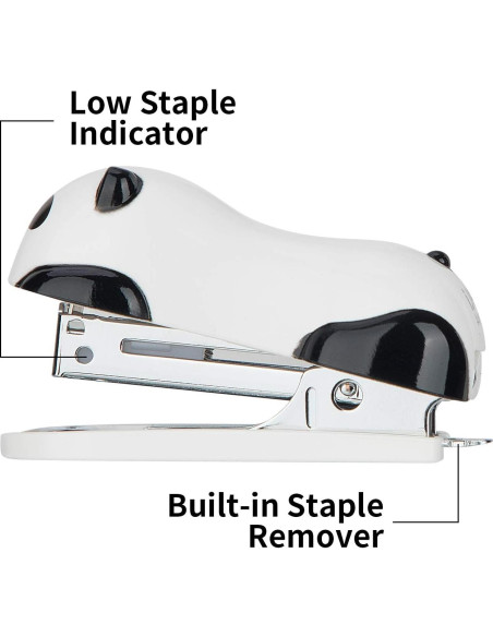 Grapadora Mini Deli Panda con 1000 Grapas y Removedor