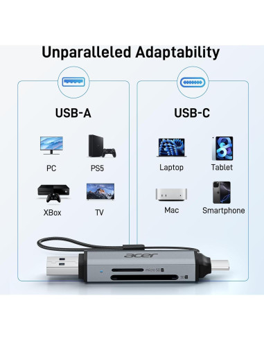 Lector de Tarjeta SD Acer ODK4E0 USB-C 3.0 Doble Ranura