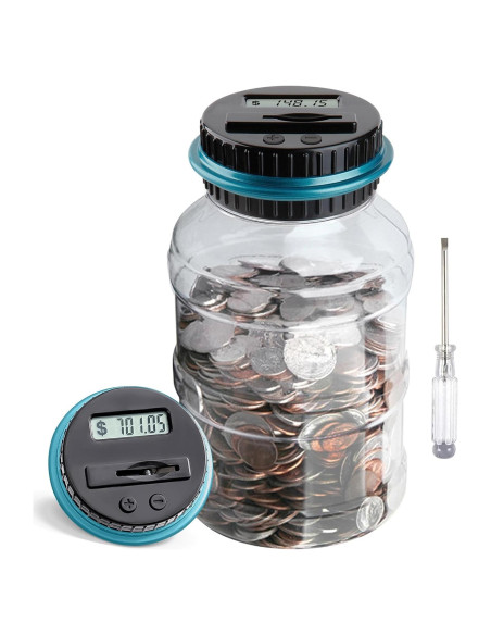 Alcancía Digital Vcertcpl 1.8L con Contador LCD Azul