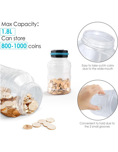 Alcancía Digital Vcertcpl 1.8L con Contador LCD Azul