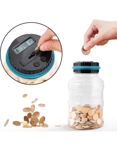 Alcancía Digital Vcertcpl 1.8L con Contador LCD Azul