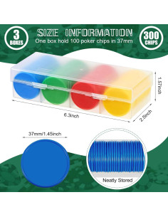 Fichas de Póker Lewtemi 300 Pcs 3.68 cm Colores Brillantes 2