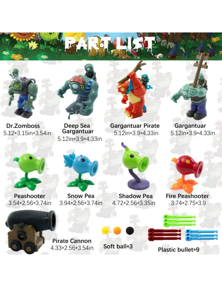 Set de Juguetes Plantas y Zombies Maikerry 9 Piezas con Mapa Set de Juguetes Plantas y Zombies Maikerry 9 Piezas con Mapa