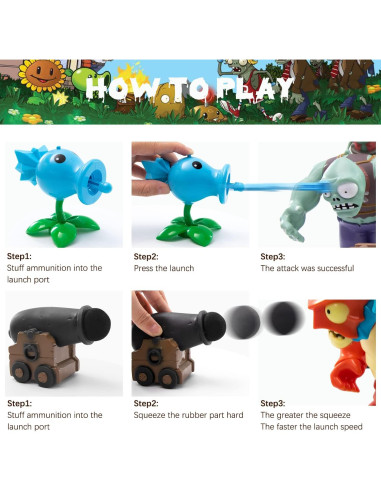 Set de Juguetes Plantas y Zombies Maikerry 9 Piezas con Mapa