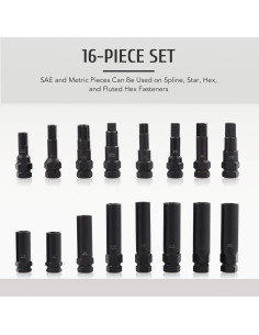 Kit de Llaves de Tuerca de Bloqueo 16 Piezas Orion Motor Tech 2