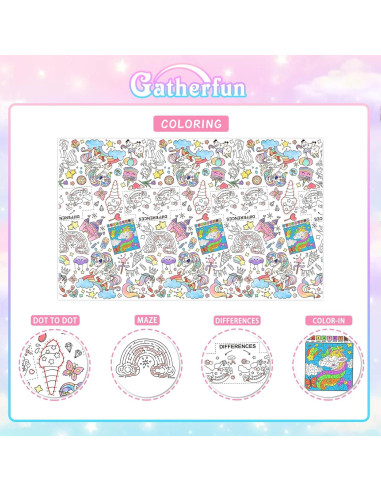 Mantel de Papel para Colorear Unicornio Gatherfun 137x223 cm