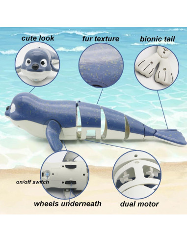 Juguete de piscina RC Sello CX Azul 27.9x12.7cm Batería Recargable