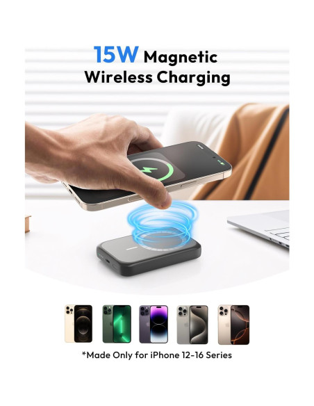 Banco de Poder Magnético 10000mAh Bilivein Carga Rápida USB-C