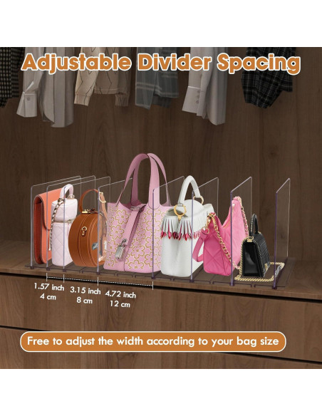 Organizador de Bolsos Acrílico SSAWcasa Ajustable 7 Bolsas