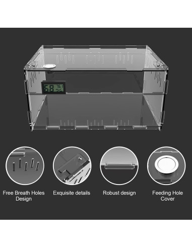 Tanque de Cría para Reptiles BETAZOOER 29x20cm con Higrómetro