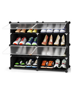 Estante para Zapatos HOMIDEC 4 Niveles Negro para 16 Pares