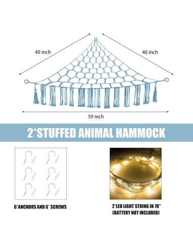 Hamaca de Peluches CERETIA con Luz LED Azul Bebé 150 cm