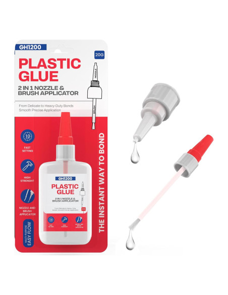 Super Pegamento Plástico GH1200 20g con Brocha y Boquilla