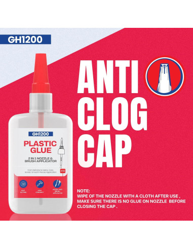 Super Pegamento Plástico GH1200 20g con Brocha y Boquilla