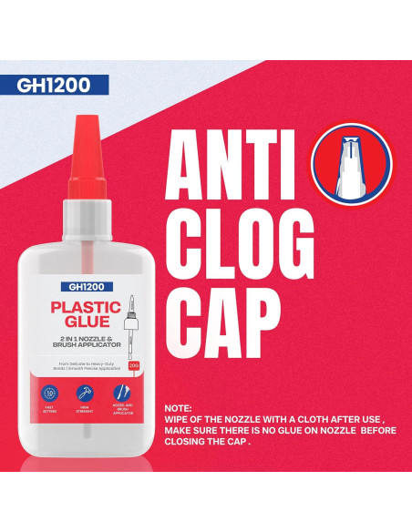 Super Pegamento Plástico GH1200 20g con Brocha y Boquilla