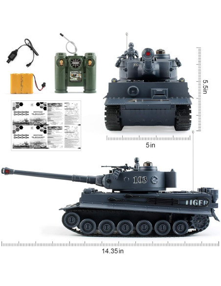Tanque Tigre Alemán RC 1:28 EAHUMM con Sonido y Luz