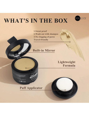 Polvo de Cabello VOLLUCK Instantáneo Negro - Cubre Raíces Grises