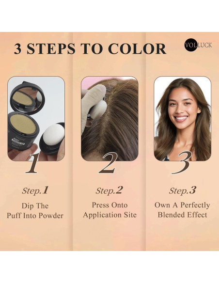 Polvo de Cabello VOLLUCK Instantáneo Negro - Cubre Raíces Grises