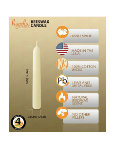 Velas de Cera de Abeja Hyoola 10 cm Paquete de 12 - 100% Natural 2