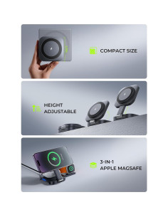 Estación de Carga 3 en 1 LISEN para iPhone, AirPods y iWatch Negro 2