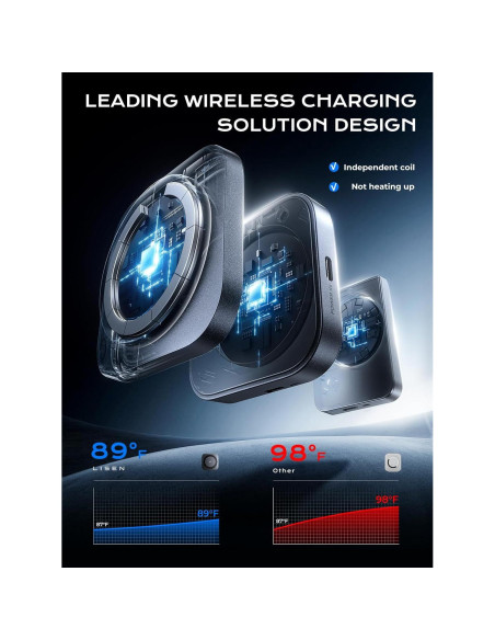 Estación de Carga 3 en 1 LISEN para iPhone, AirPods y iWatch Negro