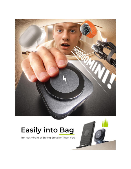 Estación de Carga 3 en 1 LISEN para iPhone, AirPods y iWatch Negro