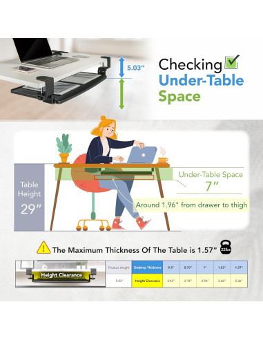 Bandeja de Teclado Ajustable EHO 20" Ergonómica para Escritorio